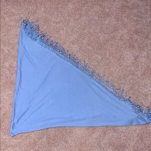 Elegant Blue Lace Trim Scarf